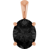 14K Gold Natural Black Onyx Oval 4-Prong Solitaire Necklace or Pendant - Rose Gold