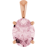 14K Gold Natural Pink Morganite Oval 4-Prong Solitaire Necklace or Pendant - Rose Gold