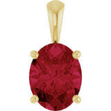 14K Gold Lab-Grown Ruby Oval 4-Prong Solitaire Necklace or Pendant - Yellow Gold