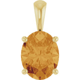 14K Gold Natural Citrine Oval 4-Prong Solitaire Necklace or Pendant - Yellow Gold