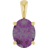 14K Gold Lab-Grown Alexandrite Oval 4-Prong Solitaire Necklace or Pendant - Yellow Gold