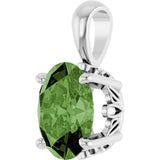 14K Gold Natural Green Tourmaline Oval 4-Prong Solitaire Necklace or Pendant - White Gold - view 2