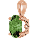 14K Gold Natural Green Tourmaline Oval 4-Prong Solitaire Necklace or Pendant - Rose Gold - view 2