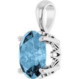 14K Gold Natural Sky Blue Topaz Oval 4-Prong Solitaire Necklace or Pendant - White Gold - view 2