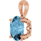 14K Gold Natural Sky Blue Topaz Oval 4-Prong Solitaire Necklace or Pendant - Rose Gold - view 2