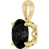 14K Gold Natural Black Onyx Oval 4-Prong Solitaire Necklace or Pendant - Yellow Gold - view 2