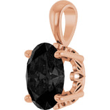 14K Gold Natural Black Onyx Oval 4-Prong Solitaire Necklace or Pendant - Rose Gold - view 2
