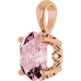14K Gold Natural Pink Morganite Oval 4-Prong Solitaire Necklace or Pendant - Rose Gold - view 2