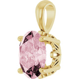 14K Gold Natural Pink Morganite Oval 4-Prong Solitaire Necklace or Pendant - Yellow Gold - view 2