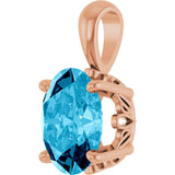 14K Gold Natural Aquamarine Oval 4-Prong Solitaire Necklace or Pendant - Rose Gold - view 2