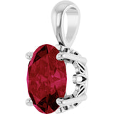 14K Gold Lab-Grown Ruby Oval 4-Prong Solitaire Necklace or Pendant - White Gold - view 2