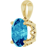 14K Gold Natural Blue Zircon Oval 4-Prong Solitaire Necklace or Pendant - Yellow Gold - view 2