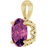 14K Gold Natural Pink Tourmaline Oval 4-Prong Solitaire Necklace or Pendant - Yellow Gold - view 2