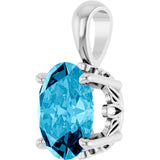 14K Gold Natural Aquamarine Oval 4-Prong Solitaire Necklace or Pendant - White Gold - view 2