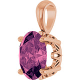14K Gold Natural Pink Tourmaline Oval 4-Prong Solitaire Necklace or Pendant - Rose Gold - view 2