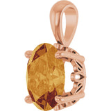 14K Gold Natural Citrine Oval 4-Prong Solitaire Necklace or Pendant - Rose Gold - view 2