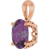14K Gold Lab-Grown Alexandrite Oval 4-Prong Solitaire Necklace or Pendant - Rose Gold - view 2