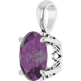 14K Gold Lab-Grown Alexandrite Oval 4-Prong Solitaire Necklace or Pendant - White Gold - view 2