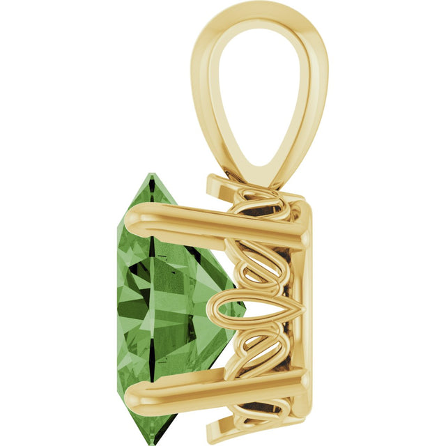 14K Gold Natural Green Tourmaline Oval 4-Prong Solitaire Necklace or Pendant - Yellow Gold - view 3