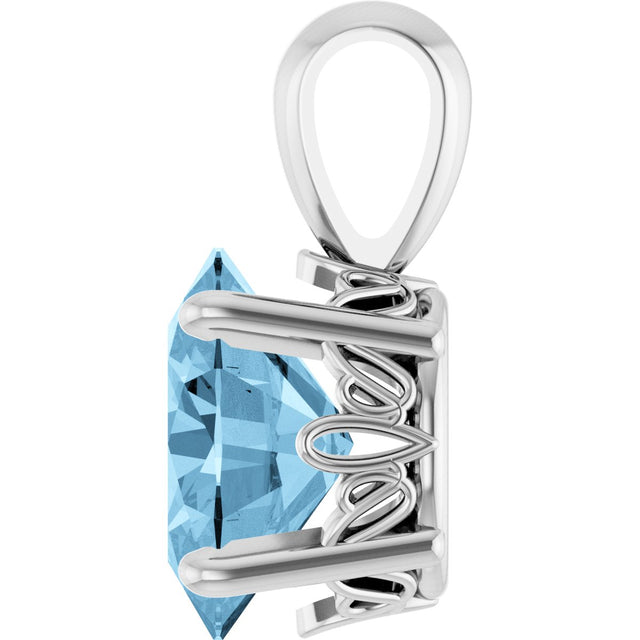 14K Gold Natural Sky Blue Topaz Oval 4-Prong Solitaire Necklace or Pendant - White Gold - view 3