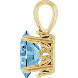 14K Gold Natural Sky Blue Topaz Oval 4-Prong Solitaire Necklace or Pendant - Yellow Gold - view 3