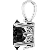 14K Gold Natural Black Onyx Oval 4-Prong Solitaire Necklace or Pendant - White Gold - view 3