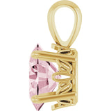 14K Gold Natural Pink Morganite Oval 4-Prong Solitaire Necklace or Pendant - Yellow Gold - view 3
