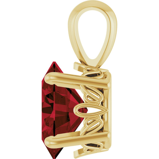 14K Gold Natural Mozambique Garnet Oval 4-Prong Solitaire Necklace or Pendant - Yellow Gold - view 3