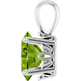 14K Gold Natural Peridot Oval 4-Prong Solitaire Necklace or Pendant - White Gold - view 3