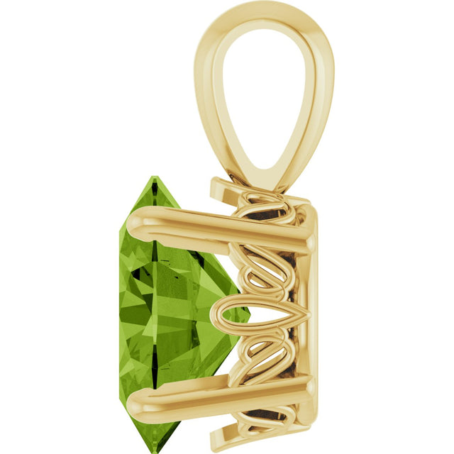 14K Gold Natural Peridot Oval 4-Prong Solitaire Necklace or Pendant - Yellow Gold - view 3