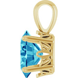 14K Gold Natural Blue Zircon Oval 4-Prong Solitaire Necklace or Pendant - Yellow Gold - view 3
