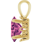14K Gold Natural Pink Tourmaline Oval 4-Prong Solitaire Necklace or Pendant - Yellow Gold - view 3