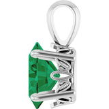 14K Gold Lab-Grown Emerald Oval 4-Prong Solitaire Necklace or Pendant - White Gold - view 3