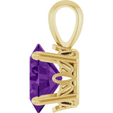 14K Gold Natural Amethyst Oval 4-Prong Solitaire Necklace or Pendant - Yellow Gold - view 3