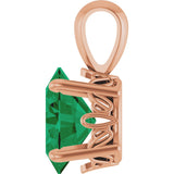 14K Gold Lab-Grown Emerald Oval 4-Prong Solitaire Necklace or Pendant - Rose Gold - view 3