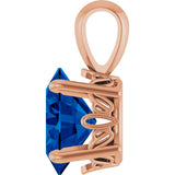 14K Gold Lab-Grown Blue Sapphire Oval 4-Prong Solitaire Necklace or Pendant - Rose Gold - view 3