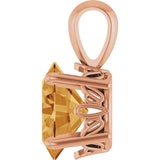 14K Gold Natural Citrine Oval 4-Prong Solitaire Necklace or Pendant - Rose Gold - view 3