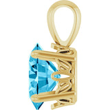 14K Gold Natural Aquamarine Oval 4-Prong Solitaire Necklace or Pendant - Yellow Gold - view 3