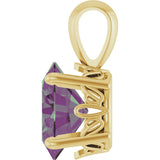 14K Gold Lab-Grown Alexandrite Oval 4-Prong Solitaire Necklace or Pendant - Yellow Gold - view 3