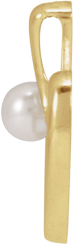 14K Gold Cultured White Akoya Pearl Pearl Heart Necklace or Pendant - Yellow Gold - view 2