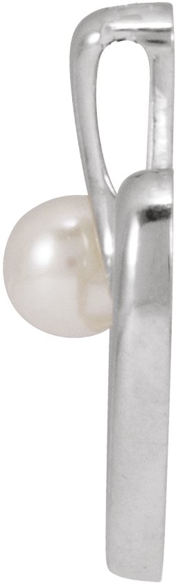 14K Gold Cultured White Akoya Pearl Pearl Heart Necklace or Pendant - White Gold - view 2