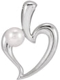 14K Gold Cultured White Akoya Pearl Pearl Heart Necklace or Pendant - White Gold