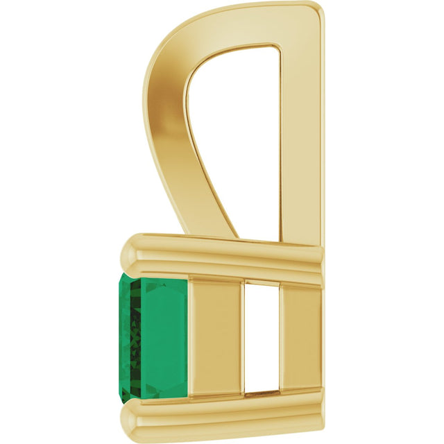 14K Gold Emerald Lab-Grown Emerald Solitaire Pendant - Yellow Gold - view 3