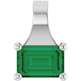 Platinum Emerald Lab-Grown Emerald Solitaire Pendant