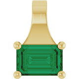 14K Gold Emerald Lab-Grown Emerald Solitaire Pendant - Yellow Gold