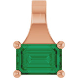 14K Gold Emerald Lab-Grown Emerald Solitaire Pendant - Rose Gold
