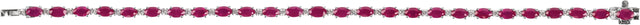 14K Gold Oval Lab-Grown Ruby & Lab-Grown Diamond Line Bracelet - White Gold - view 2