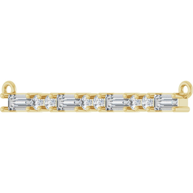 14K Gold Straight Baguette Lab-Grown Diamond Accented Bar Necklace - Yellow Gold - view 5