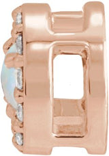 14K Gold Round Natural White Opal Halo-Style Rose-Cut Necklace or Pendant - Rose Gold - view 5