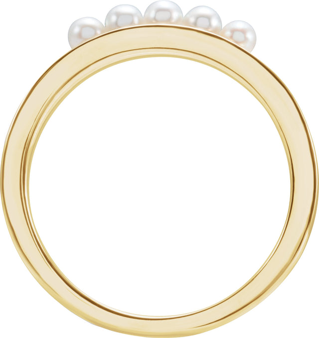 14K Gold Cultured White Seed Pearl Pearl Ring - Yellow Gold - view 2